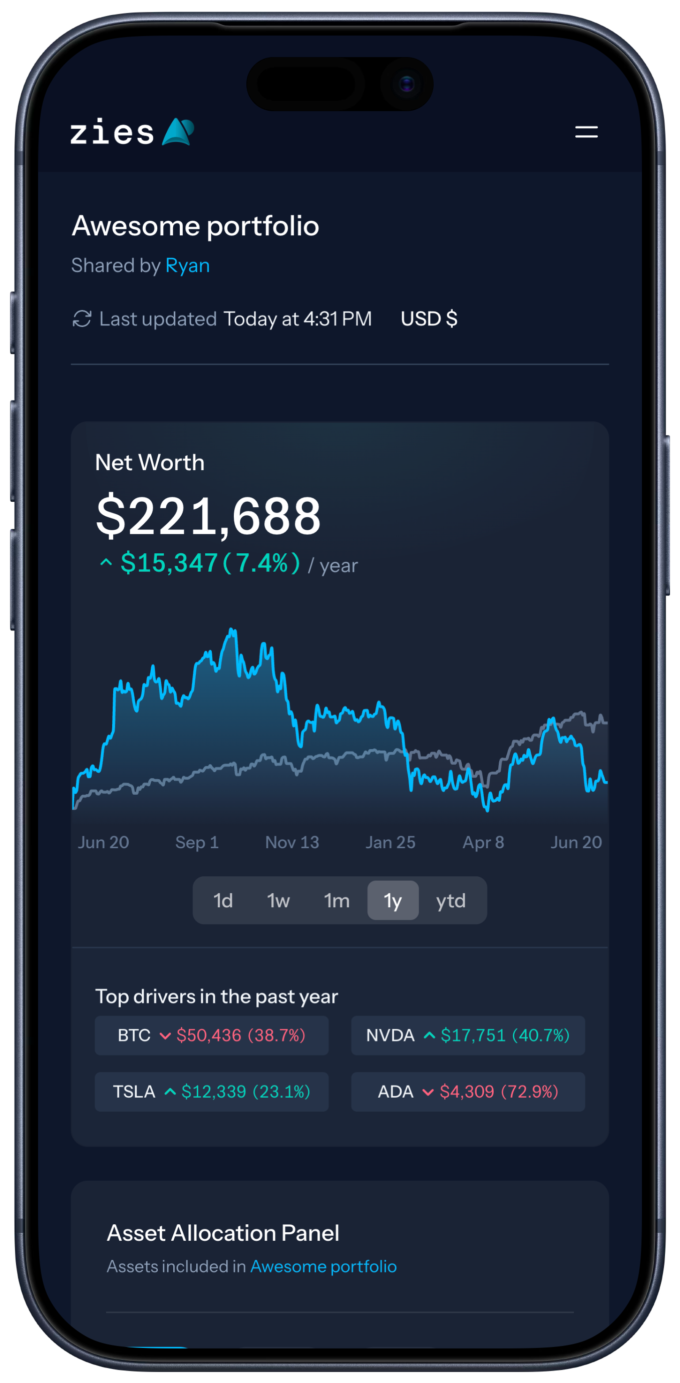 Shared portfolio preview
