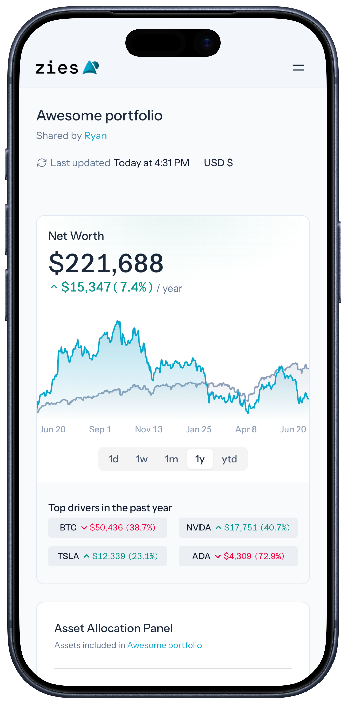 Shared portfolio preview